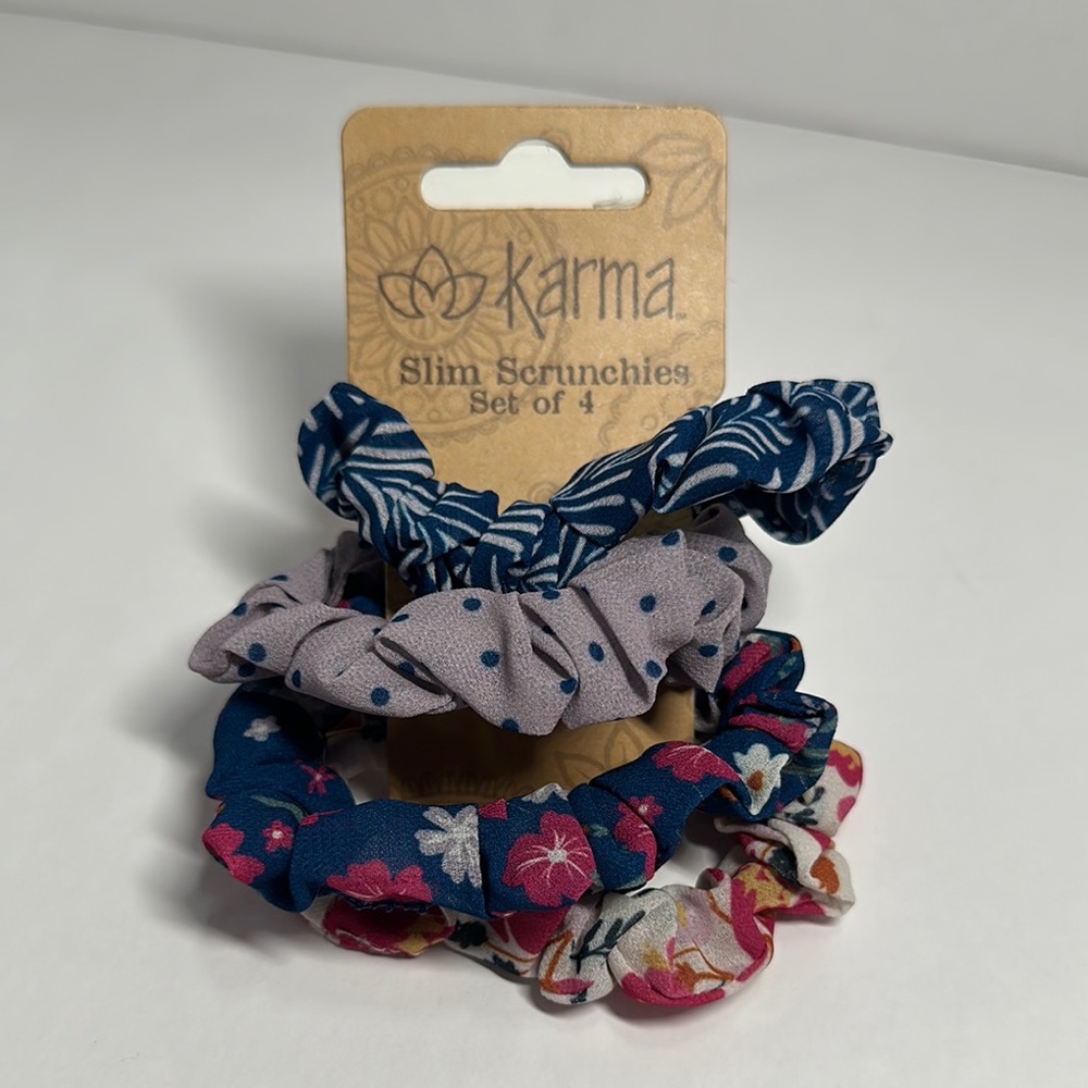 Karma Slim Scrunchies - Plum Floral  - 1080
